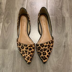 J. Crew Zoe leopard calf hair d'Orsay flats